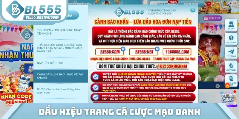 Dấu hiệu nhận biết trang cá cược mạo danh